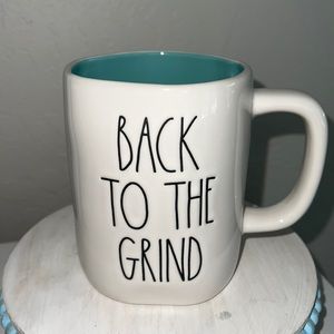 Rae Dunn “back to the grind” mug with aqua blue inside. New without tags